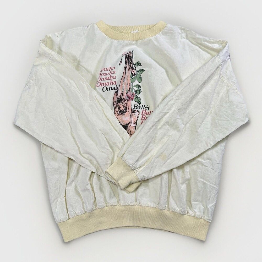 VTG Omaha Ballet Sweatshirt Capricorn USA Pale Yellow Sz L 80s Dancecore Vibes